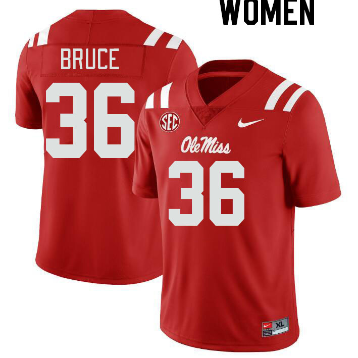 Women #36 Zamari Bruce Ole Miss Rebels College Football Jerseys Stitched-Red